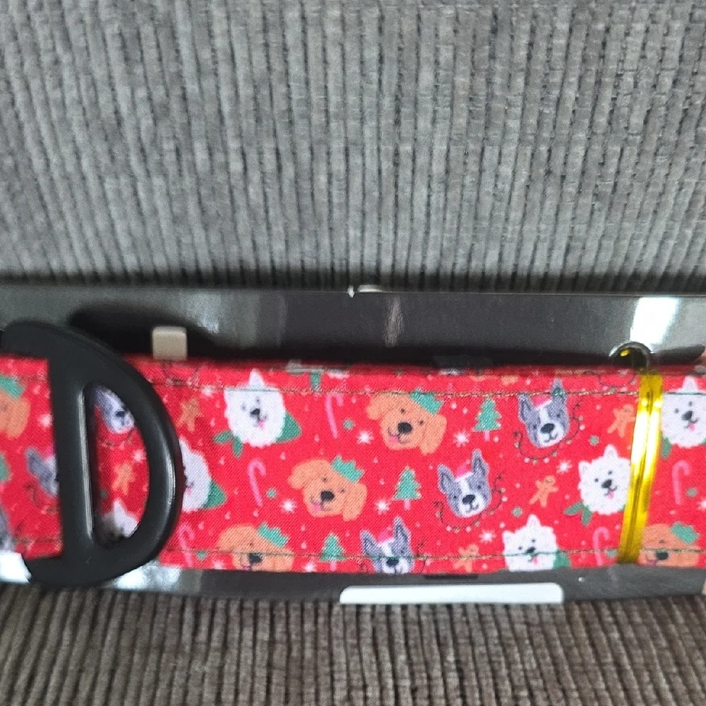 Red Christmas Dog Collar, XL, (18-28‎ Inches), New